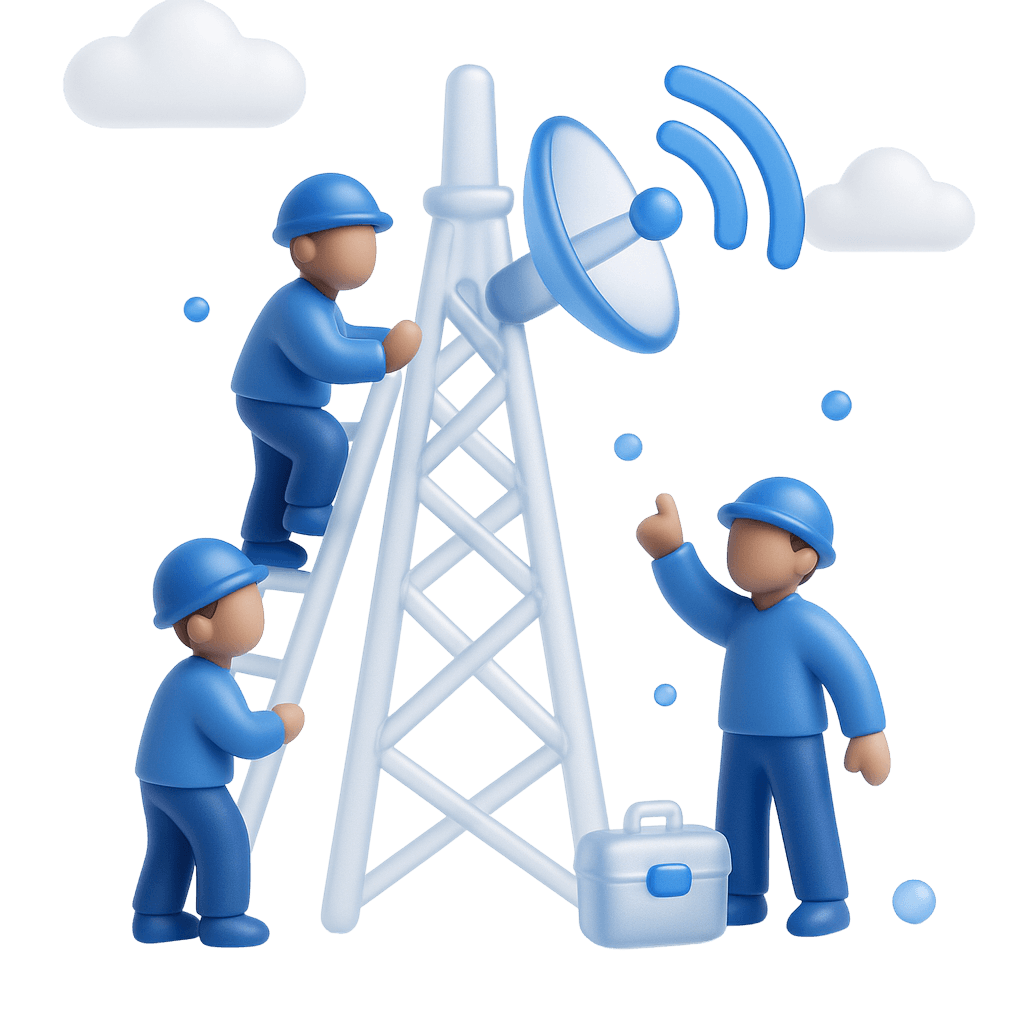 Illustration of telecom workers